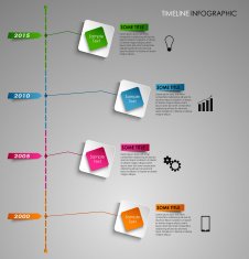 Time line info graphic colored square light template N2