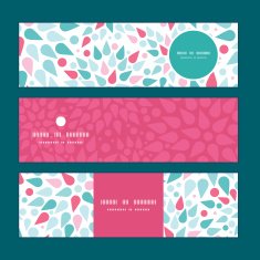 Vector abstract colorful drops horizontal banners set pattern background