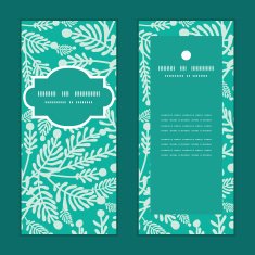 Vector emerald green plants vertical frame pattern invitation greeting cards N2