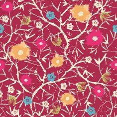 Blossoming Tree Painted Seamless Pattern Background N2