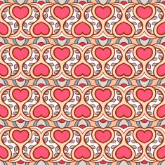 pink hearts and blue leaves