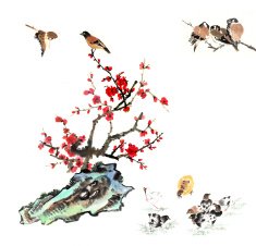 plum bloom stone and animal N120