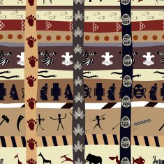 Abstract seamless pattern with silhouettes of animals and inters