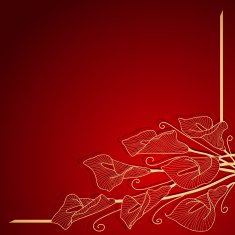 Red invitation frame with gold flower