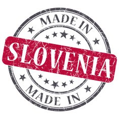 made in Slovenia red grunge round stamp