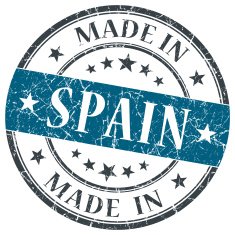 made in Spain blue grunge round stamp
