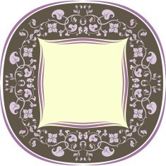 Floral pattern frame Round Brown and lilac N2