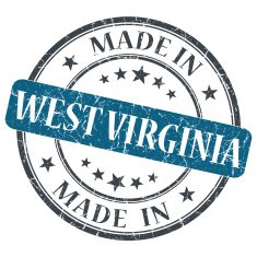 made in West Virginia blue round grunge isolated stamp