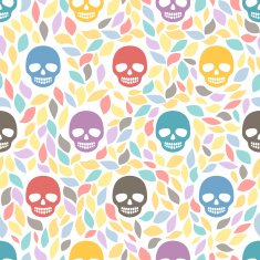Funny sugar skulls Seamless Background Hand drawn vector