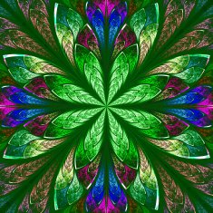 Multicolor beautiful fractal in stained glass window style N15