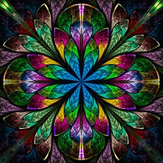Multicolor beautiful fractal in stained glass window style N16