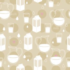 Seamless milk theme pattern Box glass and jar Beige color