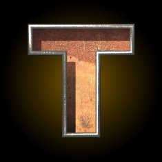 Vector old metal letter t N3
