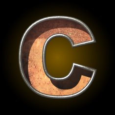 Vector old metal letter c N3