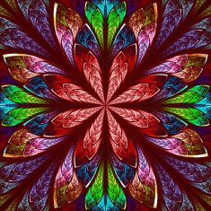 Multicolor beautiful fractal in stained glass window style N17