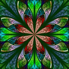Multicolor beautiful fractal in stained glass window style N18