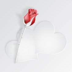 Paper hearts with red rose N2