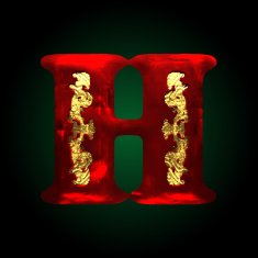 vector velvet h letter with gold