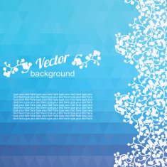 Geometric background of the blue triangles and Floral ornament N2