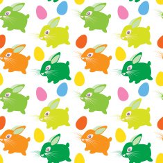 easter rabbit with eggs seamless texture