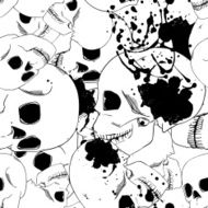 seamless pattern of abstract skulls and stains paint N2