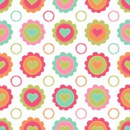 Seamless background with hearts and flowers