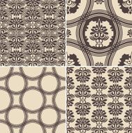 Vintage style backgrounds set seamless patterns vector wallpapers fabrics N2