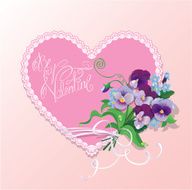 Bouquet - pansy and forget-me-not flowers lace heart N2
