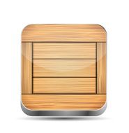 Vector wooden app icon on white background Eps10