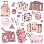 Vector Collection of vintage suitcases N3
