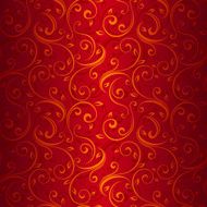 Seamless gold floral pattern on red Vector illustration N2