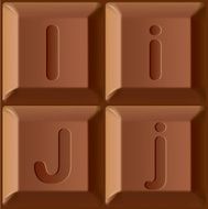 Vector stylized alphabet Characters printed on blocks of chocolate bar N6