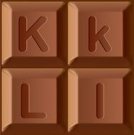 Vector stylized alphabet Characters printed on blocks of chocolate bar N7