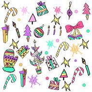 Colorful set with Christmas Elements