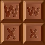 Vector stylized alphabet Characters printed on blocks of chocolate bar N8