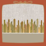 Merry Christmas Cityscape made of paper in winter background