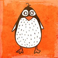 Penguin on Grunge Background N2