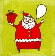 Santa Claus With Speech Bubble on Grunge Background N2