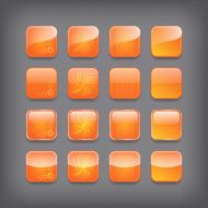Set of blank orange buttons