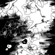 monochrome grunge seamless pattern for printing or web with flowers N2