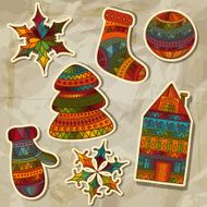 Vector Christmas Stickers Design Elements N2
