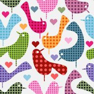 vector seamless polka dot birds wallpaper