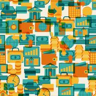 Seamless pattern of banking icons N3