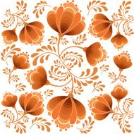 abstract floral seamless vector pattern in folk Russian style N6