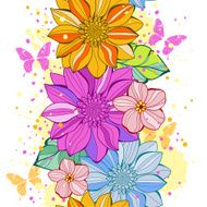 vector seamless with flowers and butterflies N4