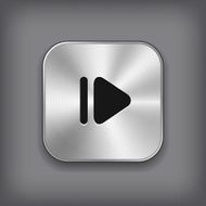 Media player icon - vector metal app button N3