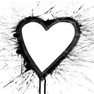 Black Water Color splash on heart