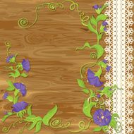 Convolvulus Flowers on wood background N2