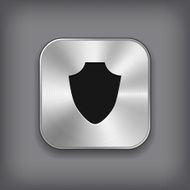 Shield icon - vector metal app button