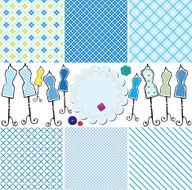 Set of Seamless checkered patterns and mannequins N2